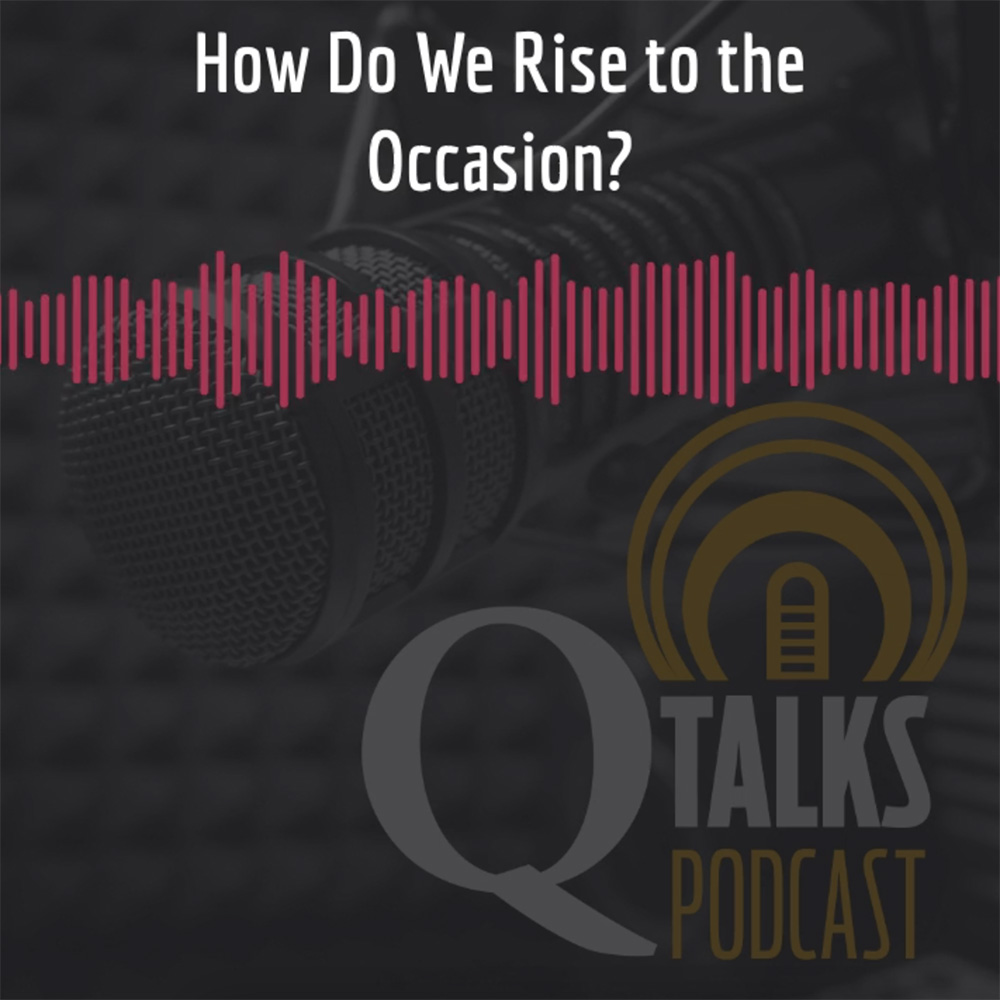 Q-Talks logo with audiogram